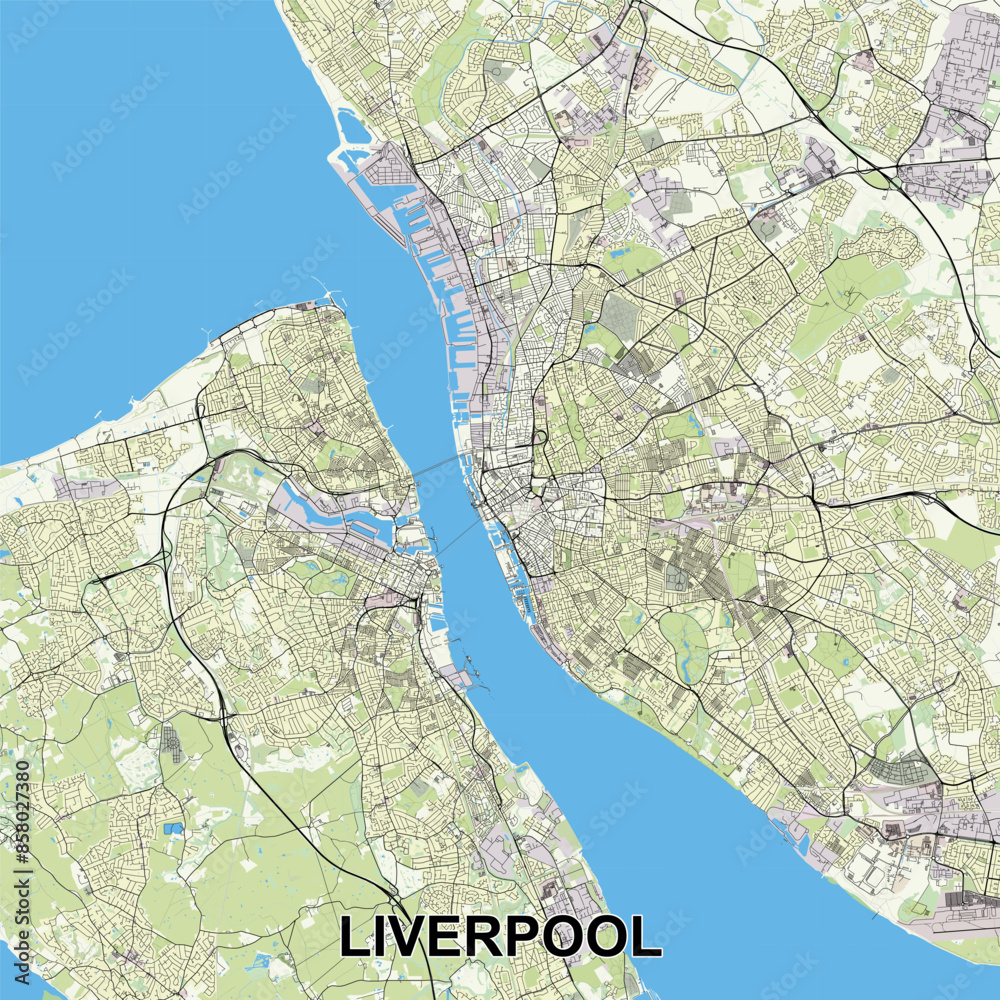 Fototapeta premium Liverpool, United Kingdom map poster art