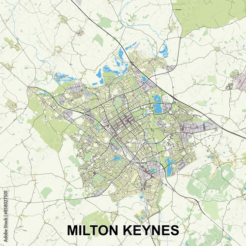 Milton Keynes, United Kingdom map poster art
