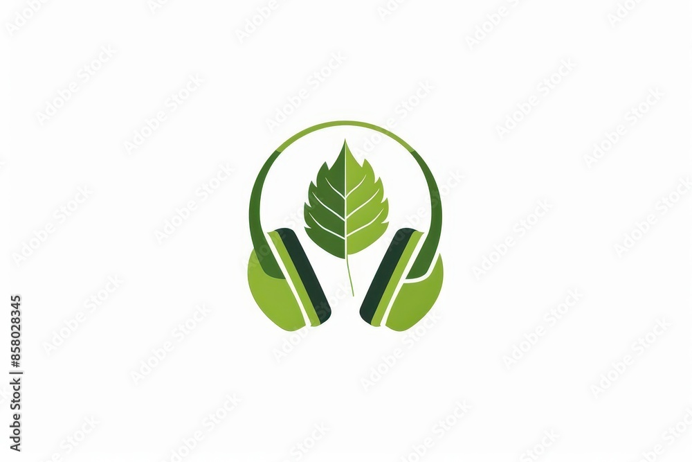 abstract green leaf headphone nature relaxation music logo icon graphic design abstract green leaf headphone nature relaxation music logo icon graphic design