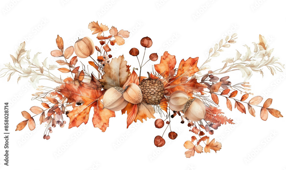 Obraz premium Autumn Botanical Watercolor