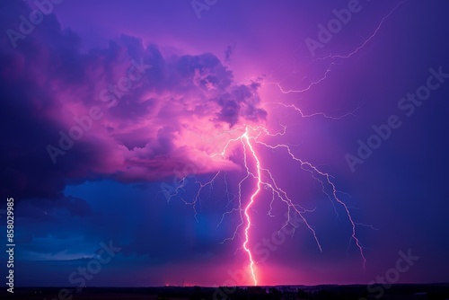Vivid Pink Lightning Strikes During Storm