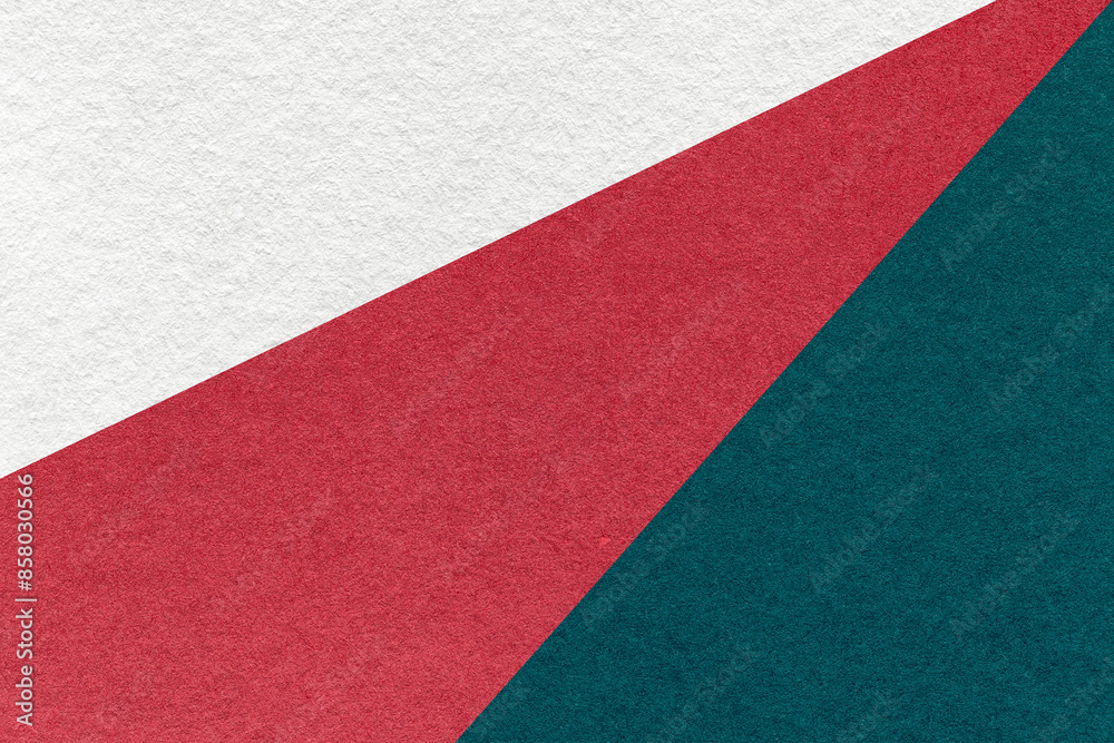 Texture old craft white, red and emerald color paper background, macro. Vintage abstract teal cardboard Texture old craft white, red and emerald color paper background, macro. Vintage abstract teal cardboard