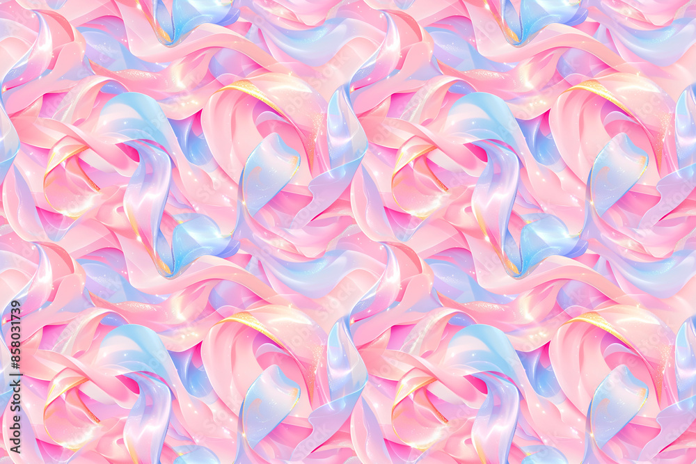 A dreamy seamless pattern with flowing pastel ribbons, creating a soft and elegant tile ornament perfect for romantic and whimsical designs. A dreamy seamless pattern with flowing pastel ribbons, creating a soft and elegant tile ornament perfect for romantic and whimsical designs.
