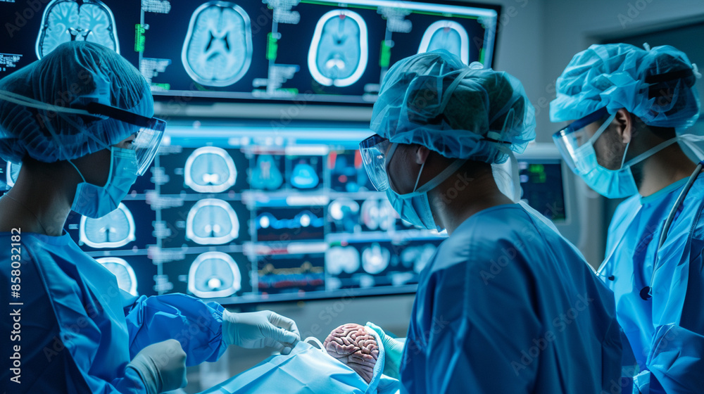 A professional doctor in a hospital lab reviews medical data on a computer with a patient A professional doctor in a hospital lab reviews medical data on a computer with a patient