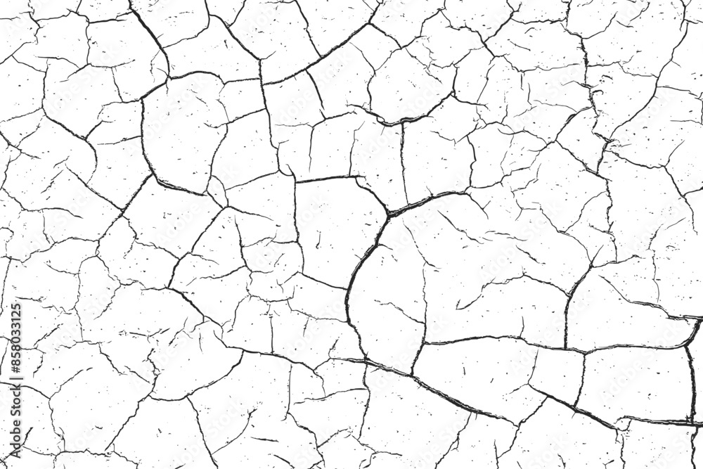 Black wall grunge texture. Dark сracked grainy texture on white background. Dust overlay textured. Grain noise particles. Weathered effect. Scratches pattern. Vector illustration, EPS 10.