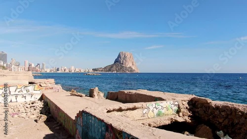 Calpe con el Peñon Ifach Alicante con drone