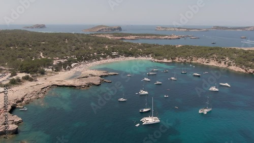 Cala Bassa beach in Ibiza with Drone