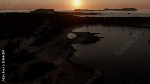 Sunset in Cala Bassa Ibiza with Drone