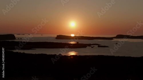 Sunset in Cala Bassa Ibiza with Drone