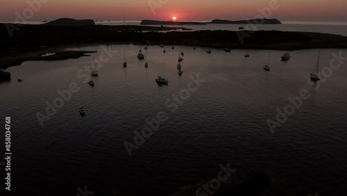 Sunset in Cala Bassa Ibiza with Drone