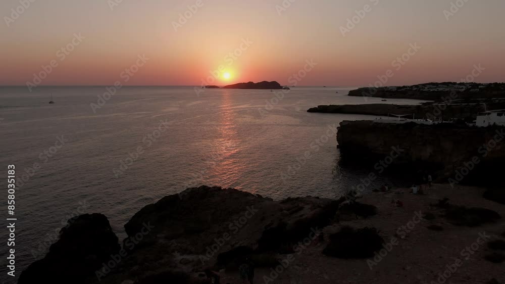 Sunset in Cala Tarida Ibiza with drone Sunset in Cala Tarida Ibiza with drone