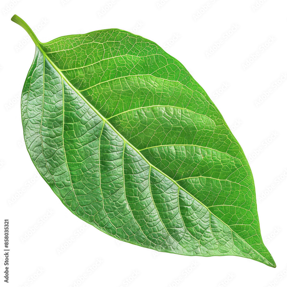 Fototapeta premium Single Green Leaf with Visible Veins