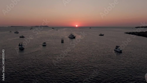 Sunset in San Antonio Abad Ibiza with drone
