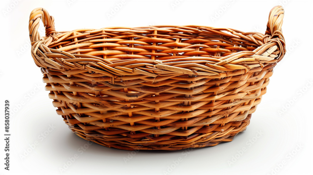 Handwoven wicker basket with handles for storage and decoration Handwoven wicker basket with handles for storage and decoration