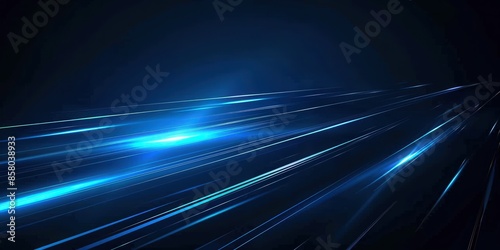 Abstract Blue Light Streaks on a Dark Background