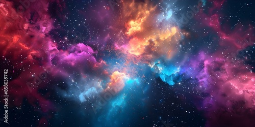 Neon-Glowing Abstract Background Resembling a Galactic Explosion in Space. Concept Abstract Art, Neon Colors, Galactic Explosion, Space Theme, Glowing Background © Anastasiia