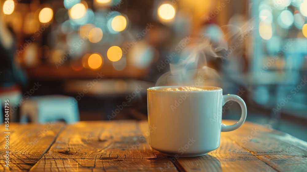 Obraz premium The steaming coffee cup