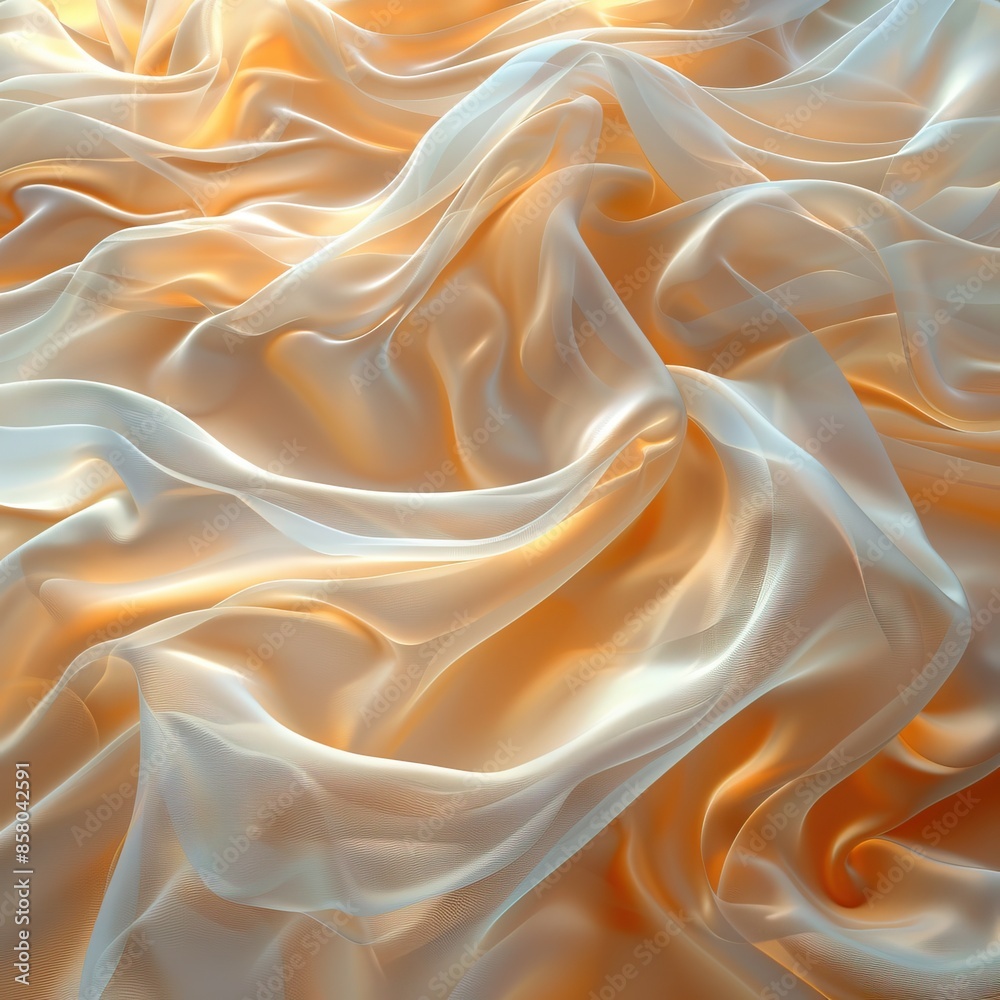 Luxurious, softly illuminated silk fabric with delicate waves and folds, creating a warm and elegant texture ideal for backgrounds. Luxurious, softly illuminated silk fabric with delicate waves and folds, creating a warm and elegant texture ideal for backgrounds.