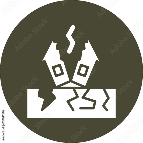 Earthquake Glyph Circle Icon