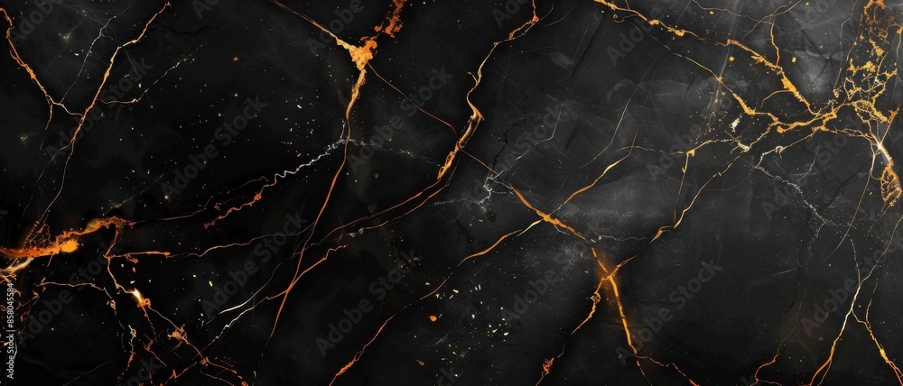 An abstract black marble texture with striking gold veined patterns, creating an elegant and luxurious atmosphere. An abstract black marble texture with striking gold veined patterns, creating an elegant and luxurious atmosphere.