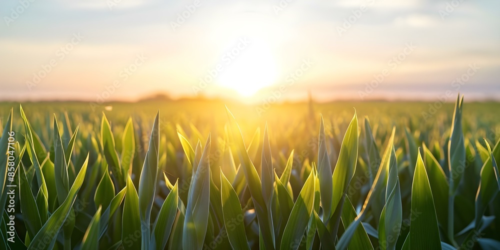 Fototapeta premium Gladiolus field bid farewell to the sun with tall spikes reaching towards the sky at sunset. Concept Nature, Gladiolus Flowers, Sunset, Field, Beauty