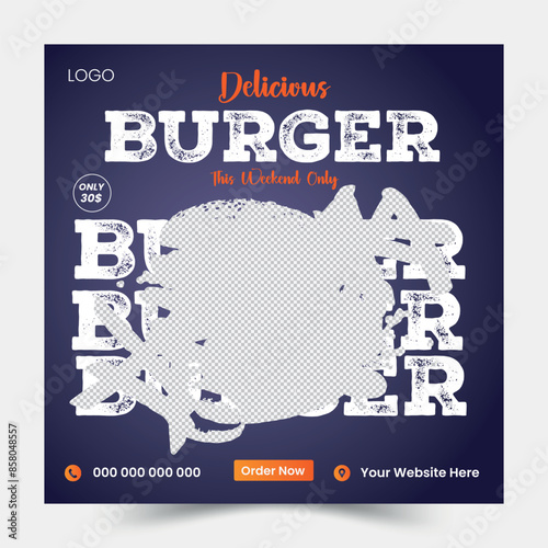 Creative, Modern, Unique, Clean, Food Social Media Post Template Design.	