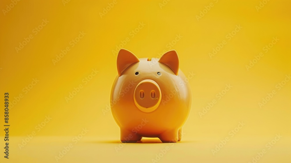 Financial concept with piggy bank on yellow background for easy wealth accumulation Financial concept with piggy bank on yellow background for easy wealth accumulation