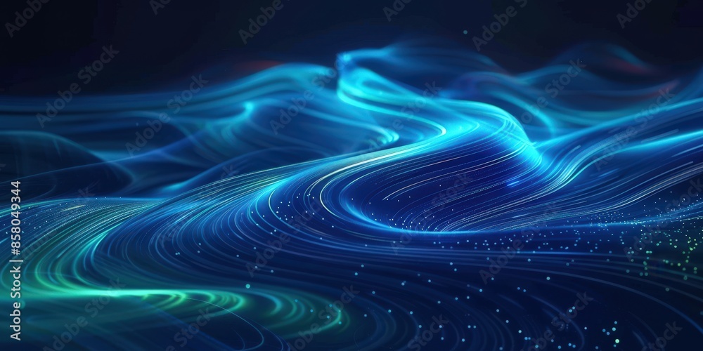 Obraz premium Abstract Blue and Green Waves of Light