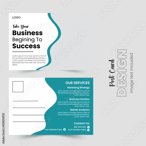 Creative, Modern, Unique, Clean, and Professional Corporate Company Business Post Card Template Design.	