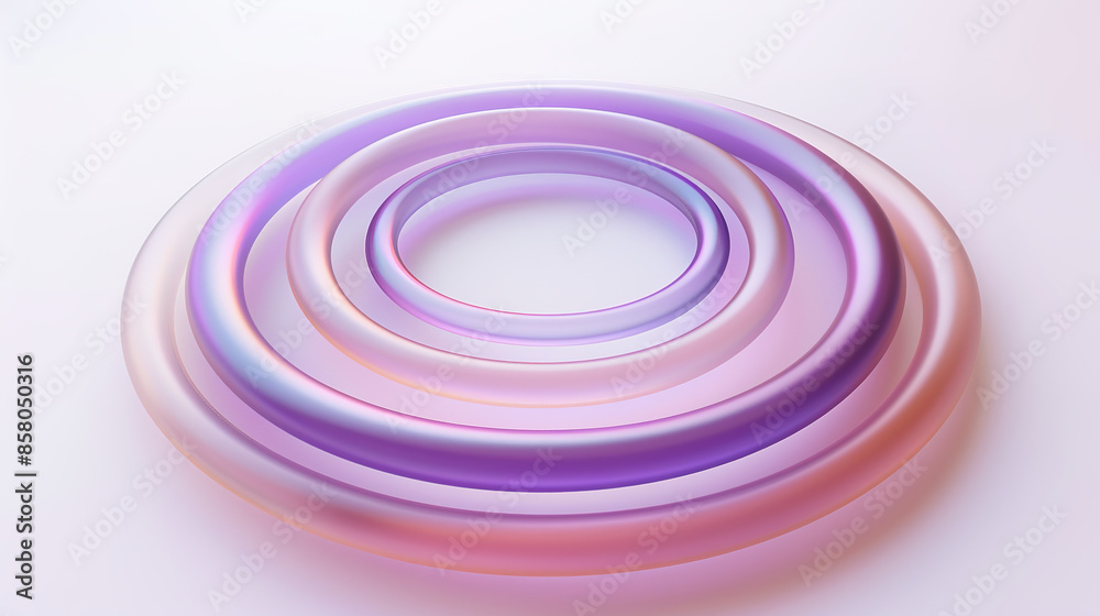3D Digital Render of Thin Concentric Rings Nesting Together: Gradient from Apricot to Purple on Light Background 3D Digital Render of Thin Concentric Rings Nesting Together: Gradient from Apricot to Purple on Light Background