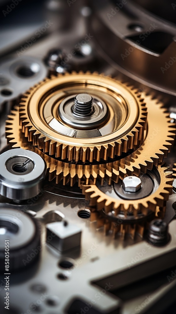 Close-up of Mechanism with Cogwheel and Gears Working Together Close-up of Mechanism with Cogwheel and Gears Working Together