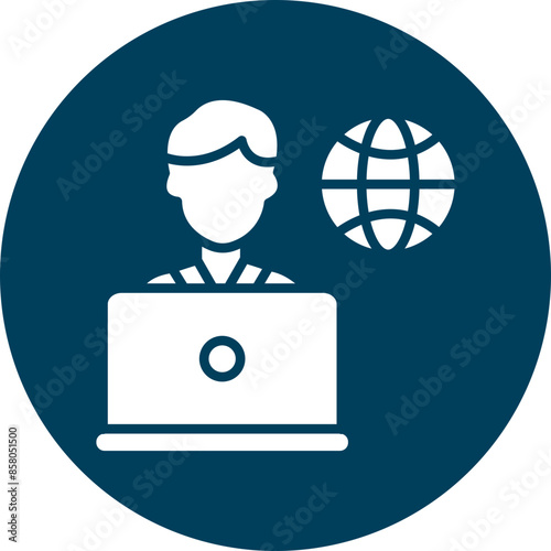 Remote Male Worker Glyph Circle Icon