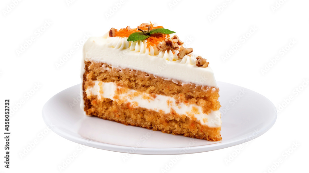 Freshly Baked Carrot Cake Piece with Cream Cheese Frosting on Transparent Background - Delicious Gourmet Dessert Photography Freshly Baked Carrot Cake Piece with Cream Cheese Frosting on Transparent Background - Delicious Gourmet Dessert Photography