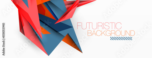 Minimal geometric abstract background. Low poly dynamic triangle design. Trendy techno business template for wallpaper, banner, background or landing