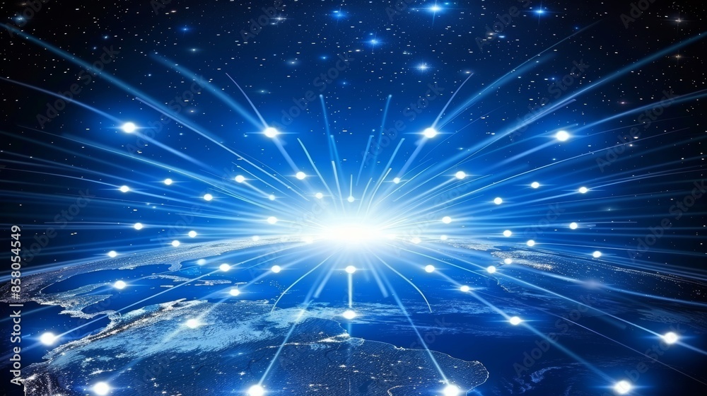 Worldwide network  global finance, business trading, and telecommunications on earth globe