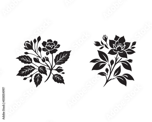 Jessamine, rose silhouette design vector art AI generated