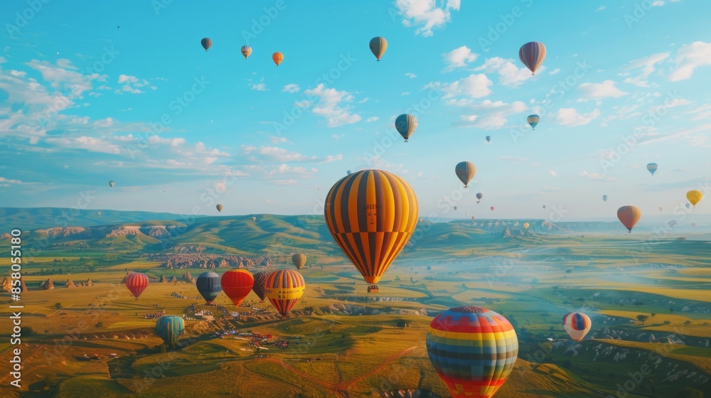 Obraz premium Colorful Hot Air Balloons Filling the Sky