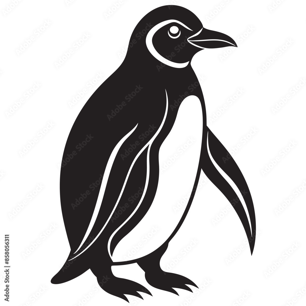 Naklejka premium penguin silhouette isolated on white