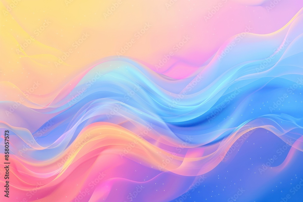 A mesmerizing abstract image featuring smooth, flowing waves in vibrant pastel hues of pink, blue, and yellow. A mesmerizing abstract image featuring smooth, flowing waves in vibrant pastel hues of pink, blue, and yellow.