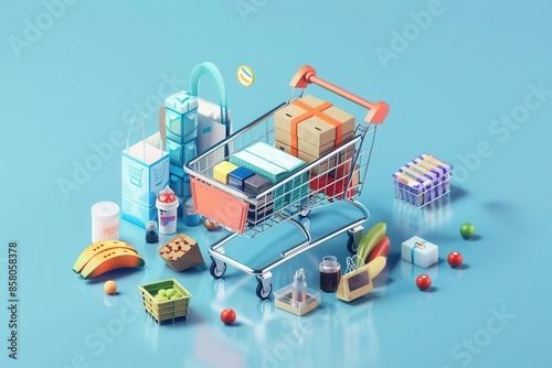 Online Shopping. E-commerce involves buying and selling goods concept photo