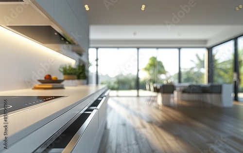 Wallpaper Mural Modern Kitchen Countertop With Open Drawer And View Torontodigital.ca