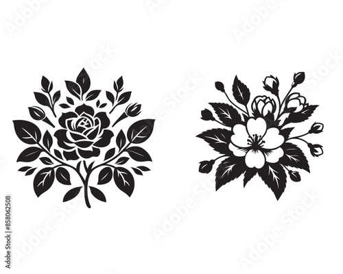 Jessamine, rose silhouette design vector art AI generated