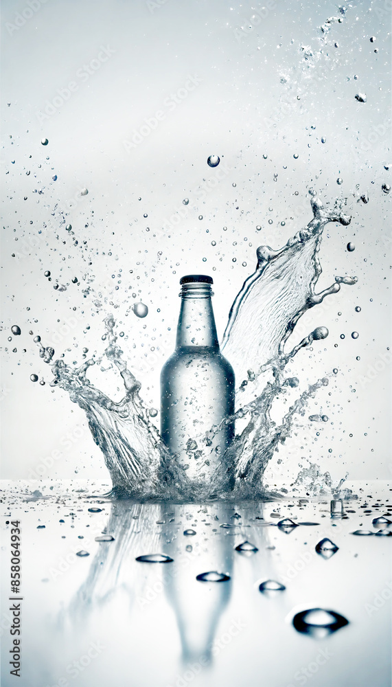 Bottle with liquid splash on white background Bottle with liquid splash on white background