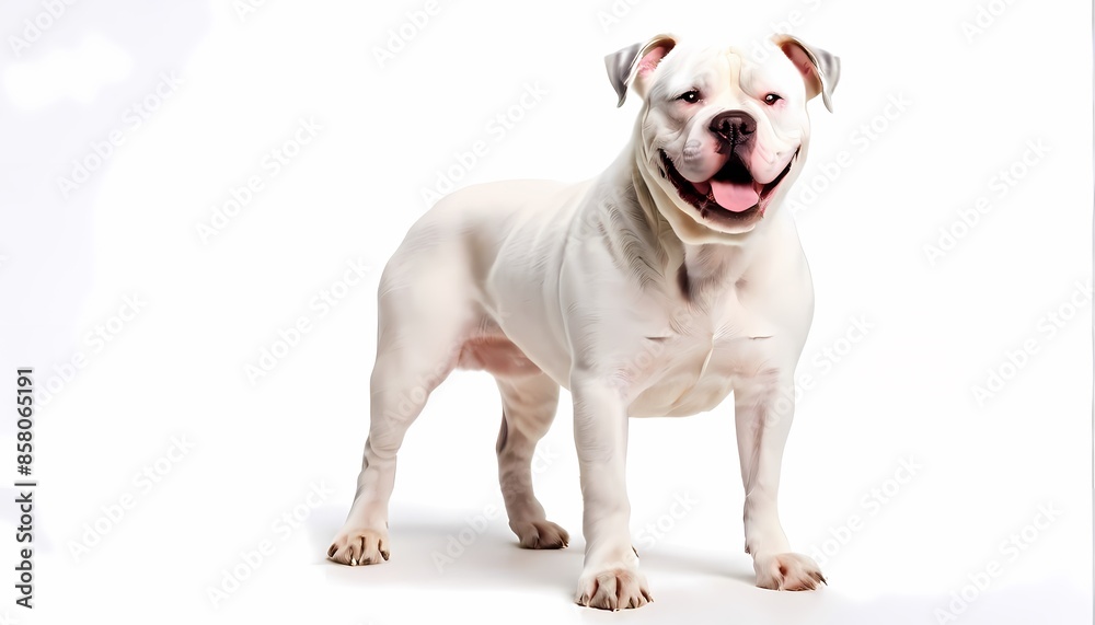 American bulldog breed standing against white background, AI Generated American bulldog breed standing against white background, AI Generated