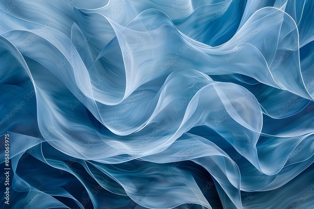 Obraz premium Flowing Organic Forms in a Minimalist Monochromatic Blue Composition