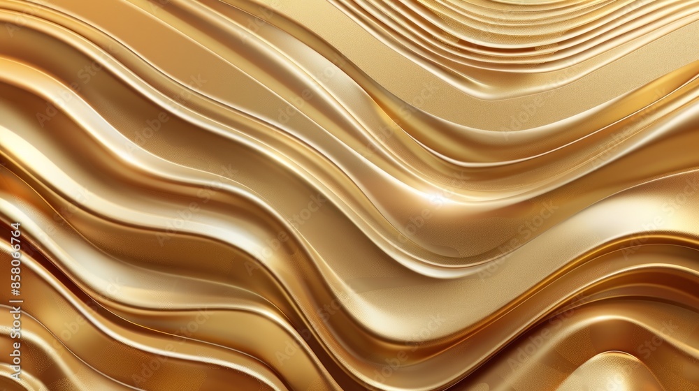 Obraz premium A gold ribbon with a shiny wave pattern background