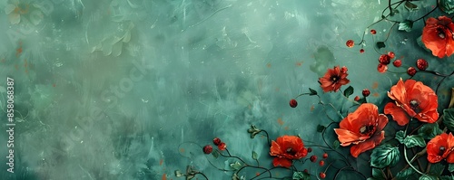 Vibrant Floral Meadow in Bold Jewel Toned Palette with Minimalist Painterly Textures