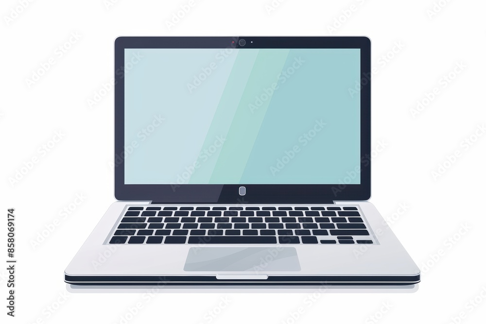 A silver laptop with a blank screen, isolated on a white background. A silver laptop with a blank screen, isolated on a white background.