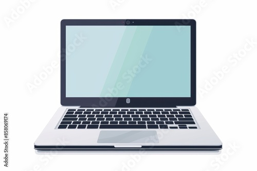 A silver laptop with a blank screen, isolated on a white background.