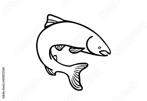 Salmon fish silhouette - cut out vector icon  Vector illustration.